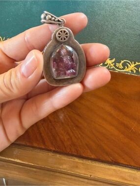Sterling Silver Purple Gemstone Pendant Necklace - natural ruby